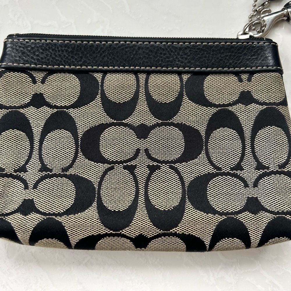 Coach Y2K Signature Leather Trim Wristlet Black Wallet Coin Purse Card Holder - Picture 6 of 11